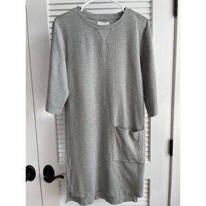 YAYA Olive Grey Tunic Dress 100% Cotton 3/4 Sleeve Front Pocket Women's Size XS